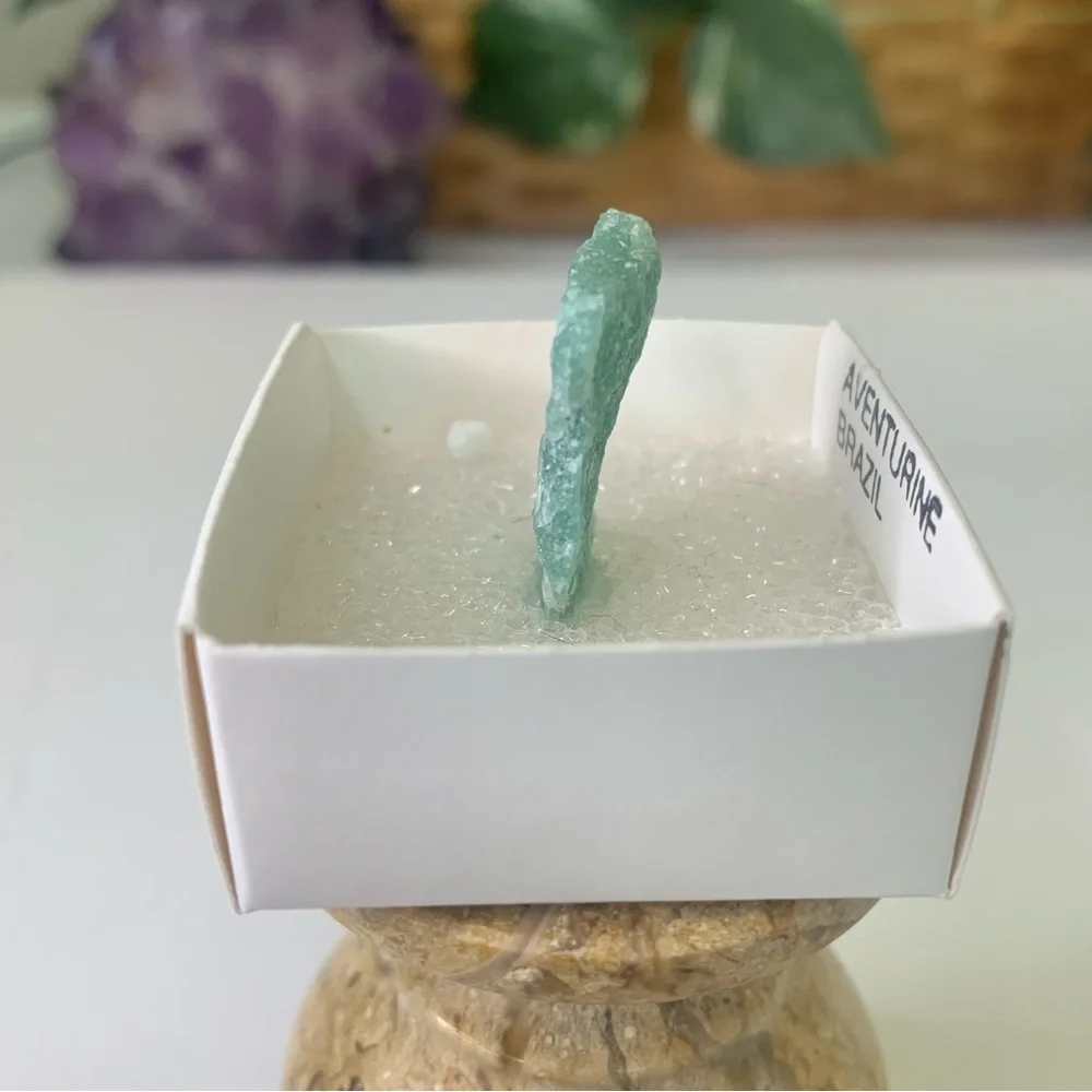 Brazilian Green Aventurine Mineral Specimen Mounted Boxed Labeled Crystal Rock